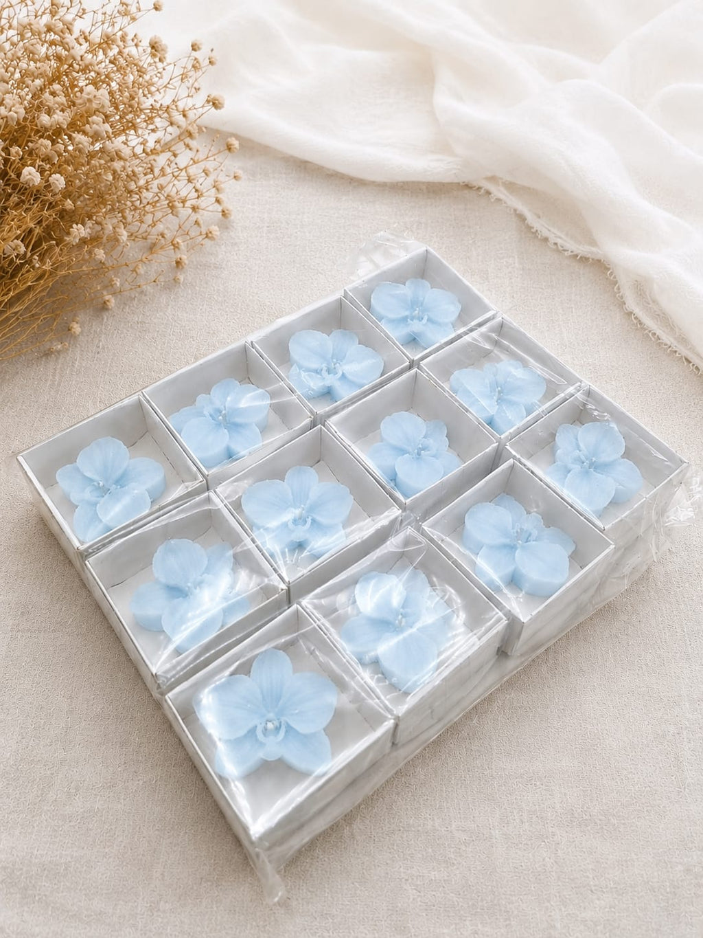 Orkide Çiçek Mum (12'li Paket)