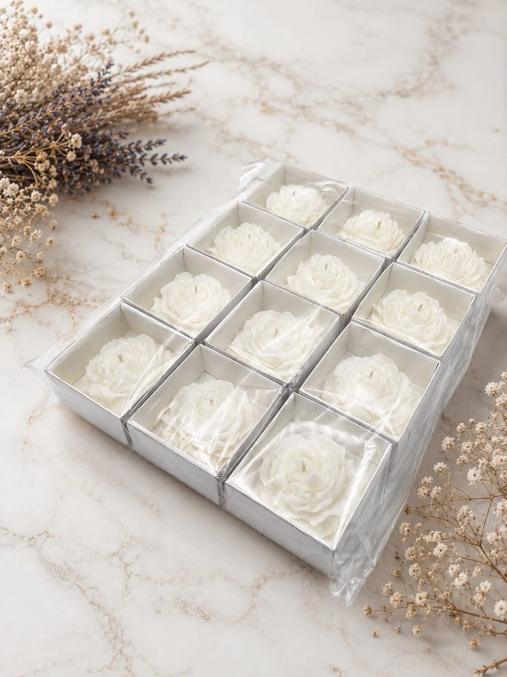 Şakayık Çiçek Mum 12'li Paket - Hediyelik Dekoratif Mum