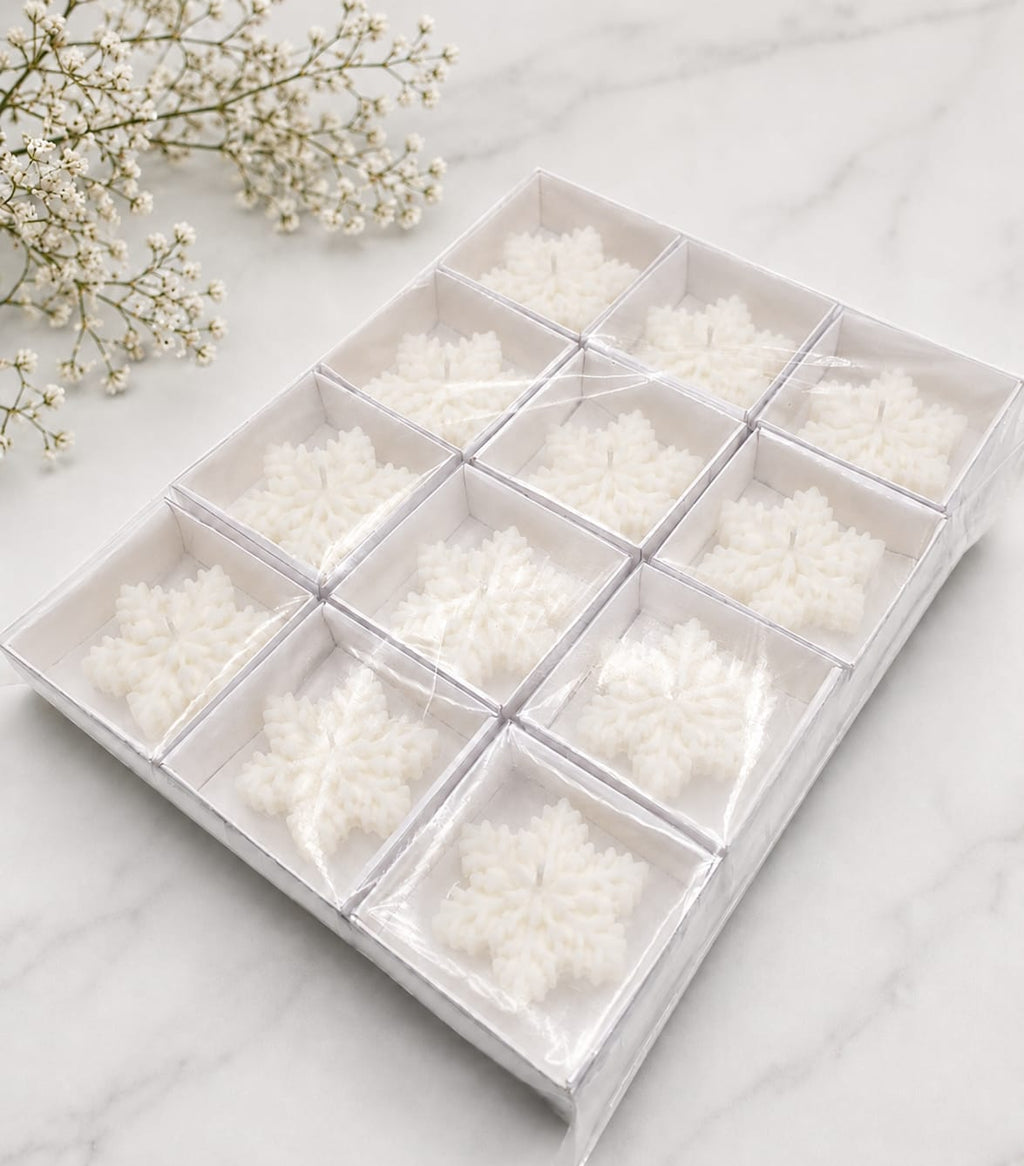 Kar Tanesi Mum Hediyelik - Kutulu 12'li Paket